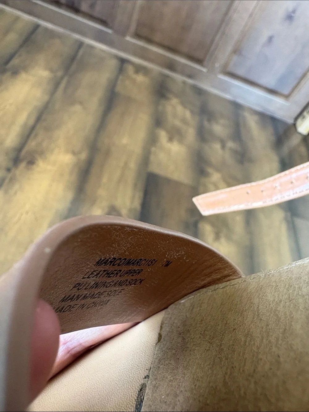 Steve Madden Tan Platform Sandal with Green and White Striped Sole